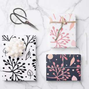Schönes Blumenmuster Geschenkpapier Set
