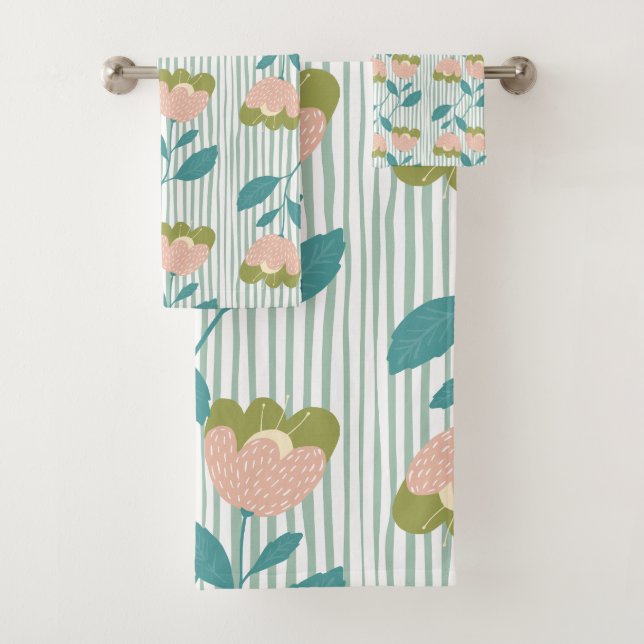 Schönes Blumenmuster im Wasser Feminine Blau Badhandtuch Set (Insitu)