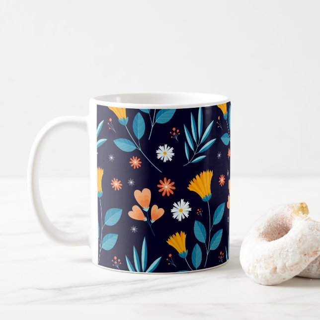 Schönes Blumenmuster Kaffeetasse (Mit Donut)