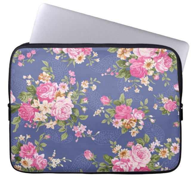 Schönes Blumenmuster Laptopschutzhülle (Vorderseite)