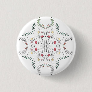 Schönes Blumenmuster, Mandala Button