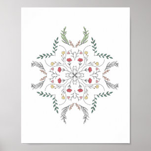 Schönes Blumenmuster, Mandala Poster