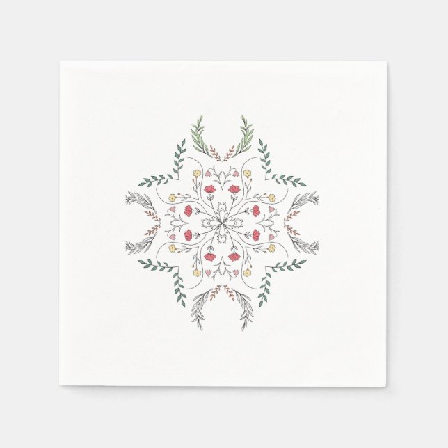 Schönes Blumenmuster, Mandala Serviette (Vorderseite)