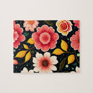 Schönes Blumenmuster Niedlich Rosa Blume Puzzle