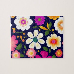 Schönes Blumenmuster Niedliche farbenfrohe Blume Puzzle