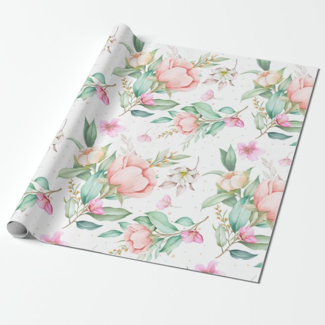 Schönes Blumenmuster Papier Geschenkpapier (Ungerollt)