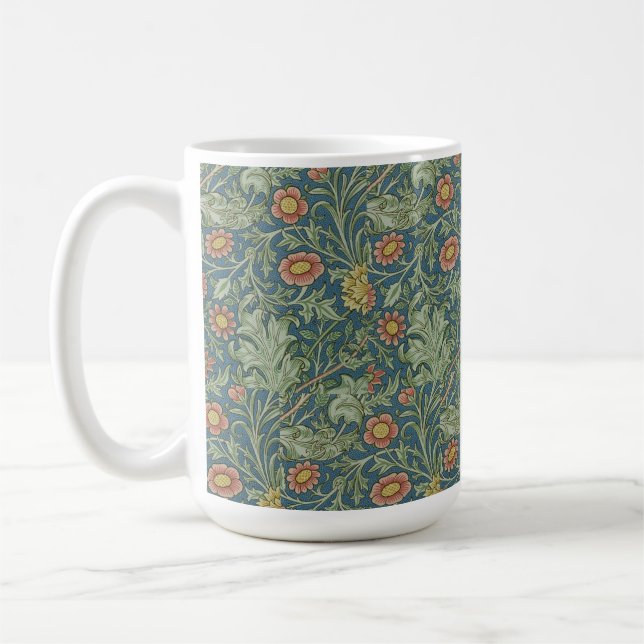 Schönes Blumenmuster William Morris Green Pink Kaffeetasse (Links)