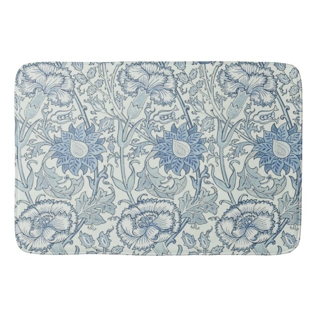 Schönes Blumenmuster Williams Morris, Blau, Rose Badematte (Vorderseite)