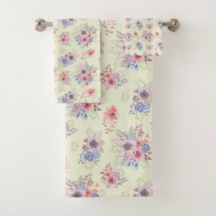 Schönes Blumenstrauß Watercolor Gartenhandtuch Set
