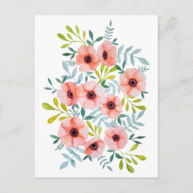 Schönes Blumenwasser Farbe Rosa Blume Postkarte (Vorderseite)