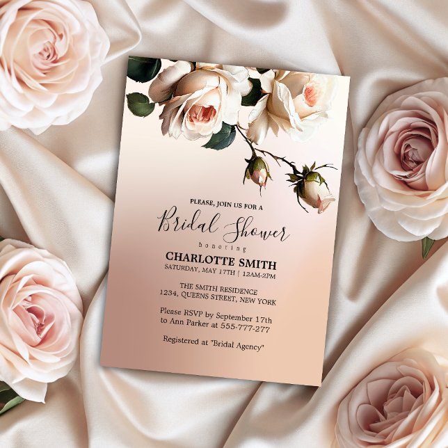 Schönes, blush Beige Öl Rose Brautparty Invita Einladung (Gorgeous Blush Beige Oil Rose Bridal Shower Invita Invitation)