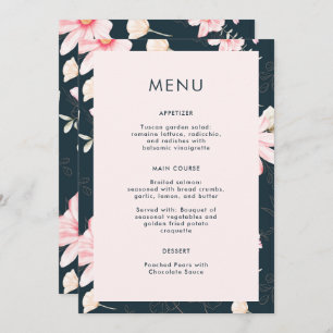 Schönes Blush Blue Wedding Menu
