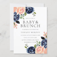 Schönes Blush & Navy Blume Babydusche Brunch
