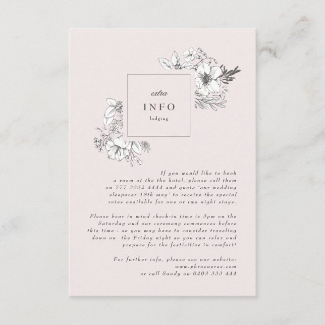 Schönes blütenfarbenes Monogramm Begleitkarte (Vorderseite)