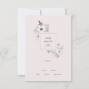 Schönes blütenfarbenes Monogramm RSVP Karte