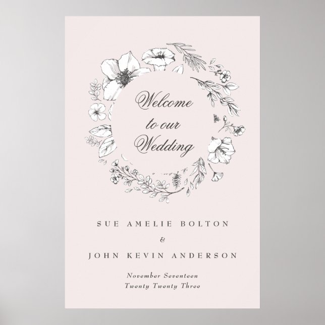 Schönes Blütenmonogramm Poster (Vorne)