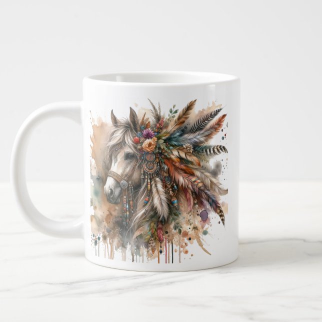Schönes Boho-Pferd  Jumbo-Tasse (Links)