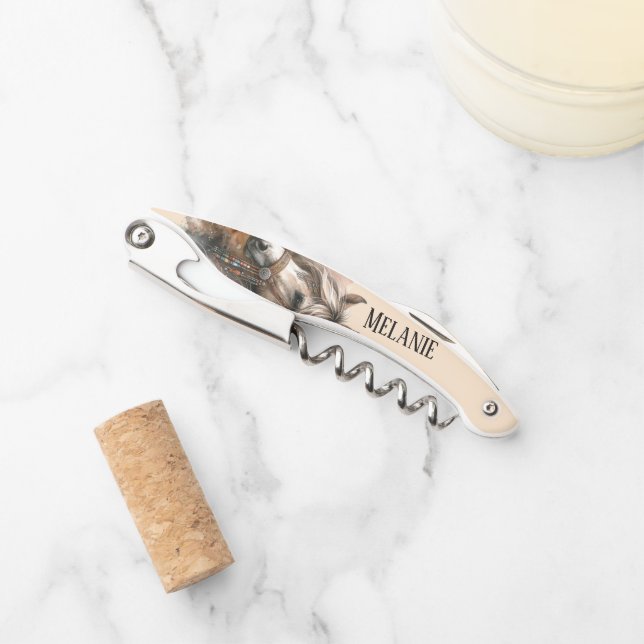 Schönes Boho-Pferd Kellnermesser (Vorderseite)