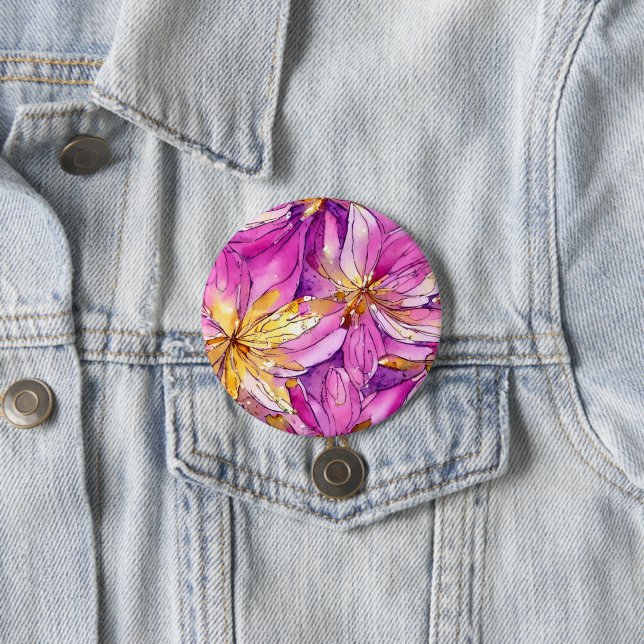 Schönes Boho Pink und Gold Floral Muster Button (Beispiel)
