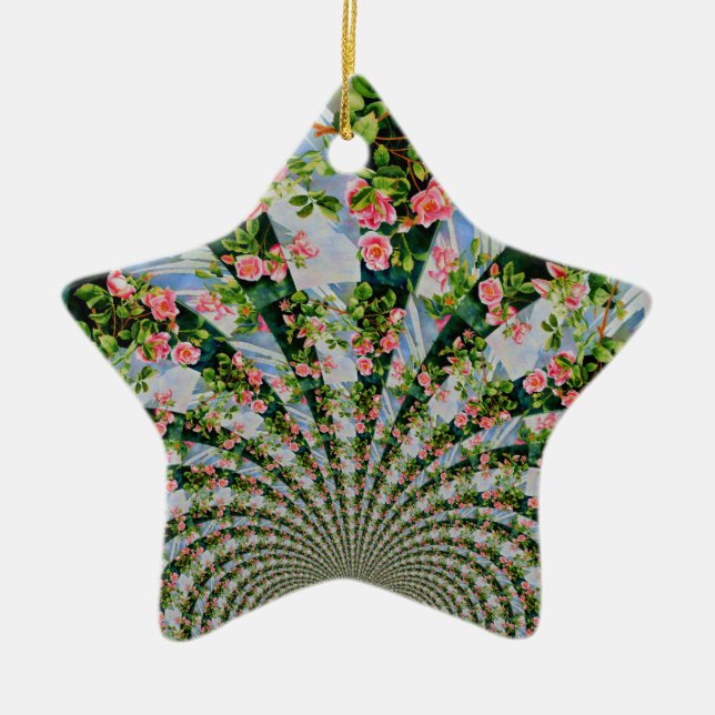 Schönes bohrosa, rote Rosen, Aquarellblumen Keramikornament (Vorne)