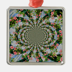 Schönes bohrosa, rote Rosen, Aquarellblumen Ornament Aus Metall