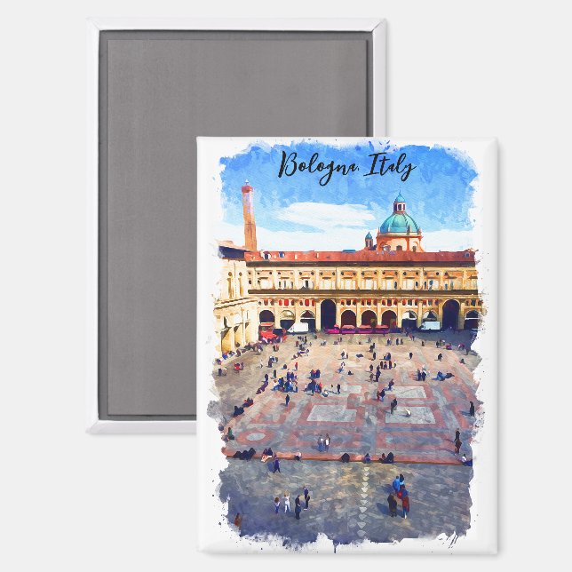 Schönes Bologna Italien Wasserfarbenreise Magnet (Vorderseite/Rückseite)