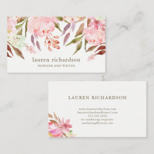 Schönes botanisches   Aquarell mit Blumen auf Wei Visitenkarte