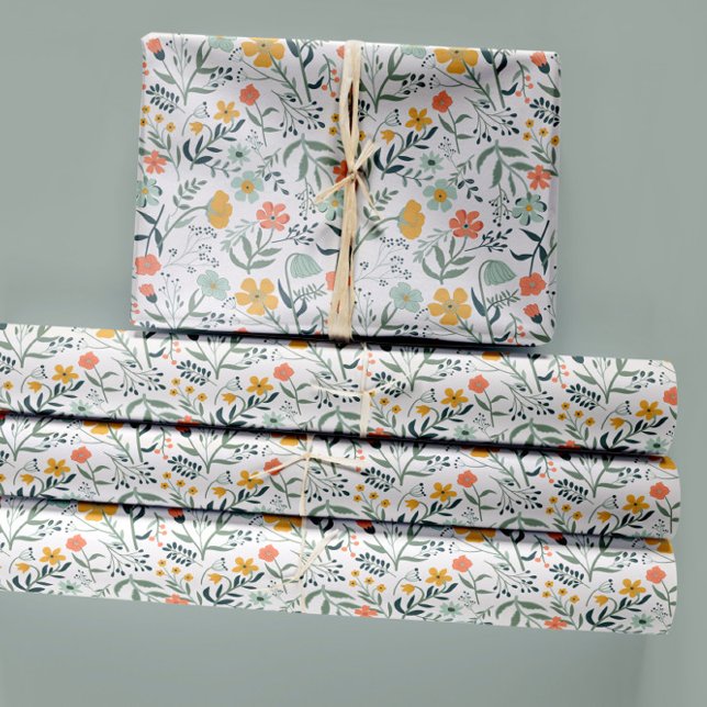Schönes botanisches Blumengeschenk Geschenkpapier Set (Beautiful Botanical Floral Pattern Wrapping Paper Sheets
from Studio Posies.)