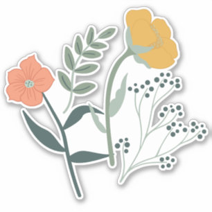 Schönes botanisches Blumenmuster Aufkleber