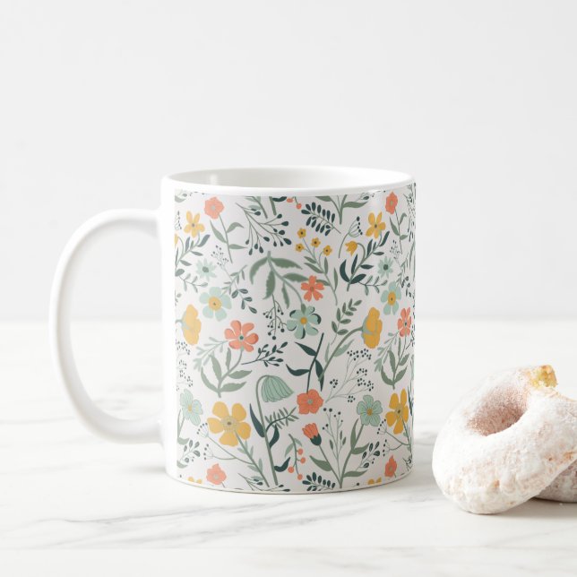 Schönes botanisches Muster Kaffeetasse (Mit Donut)