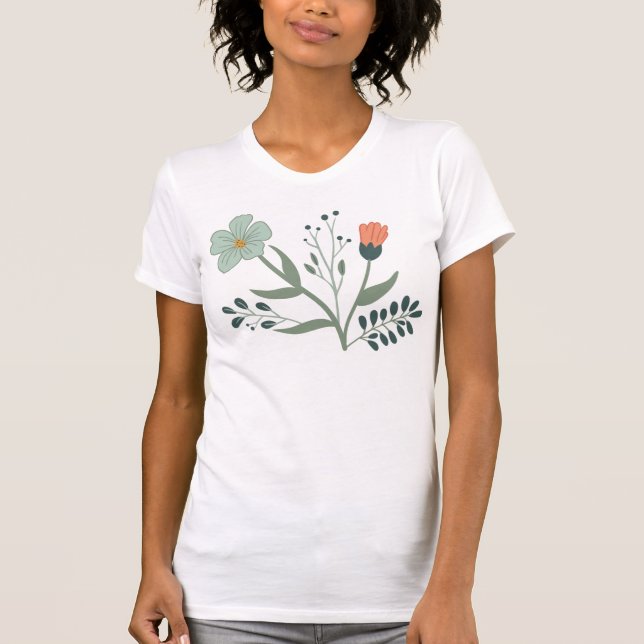 Schönes botanisches Muster T-Shirt (Vorderseite)