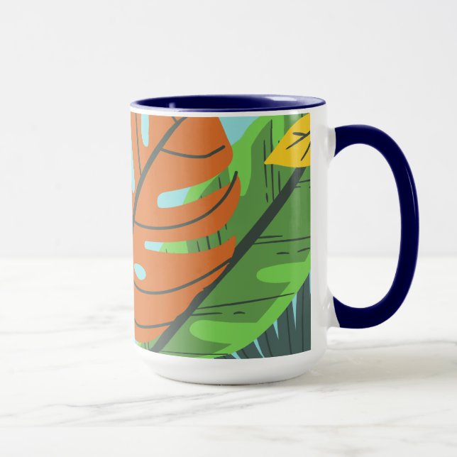 Schönes botanisches niedliches Muster blau Tasse (Rechts)