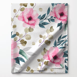 Schönes botanisches Rosa und grünes Blau Stoff