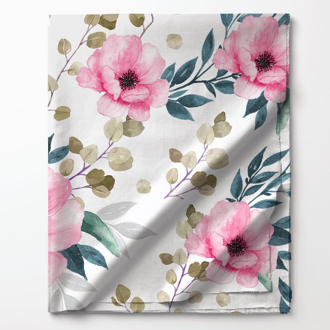 Schönes botanisches Rosa und grünes Blau Stoff (Von Creator hochgeladen)
