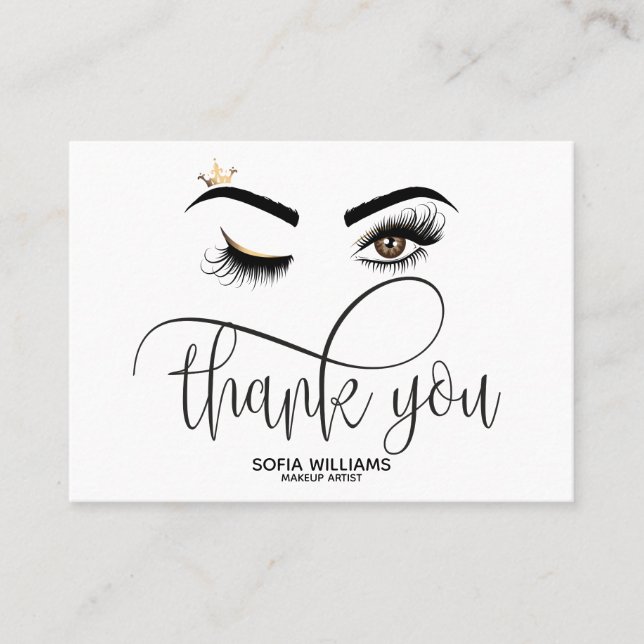 Schönes braunes Auge mit goldener Kronenpflege Empfehlungskarte (Vorderseite)