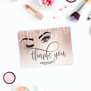 Schönes braunes Auge mit goldener Kronenpflege Empfehlungskarte