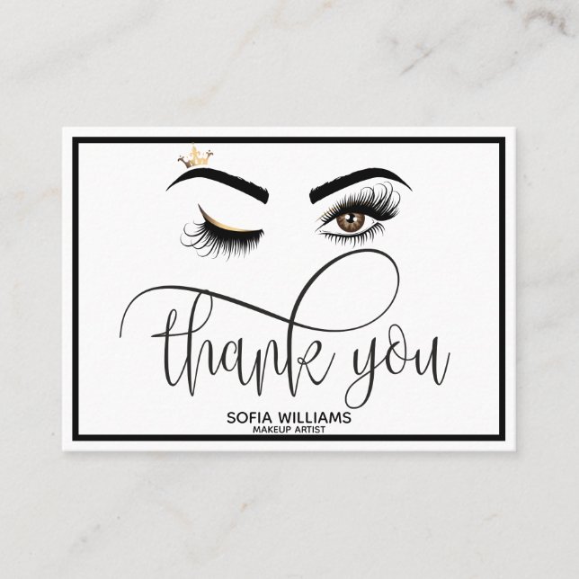 Schönes braunes Auge mit goldener Kronenpflege Empfehlungskarte (Vorderseite)