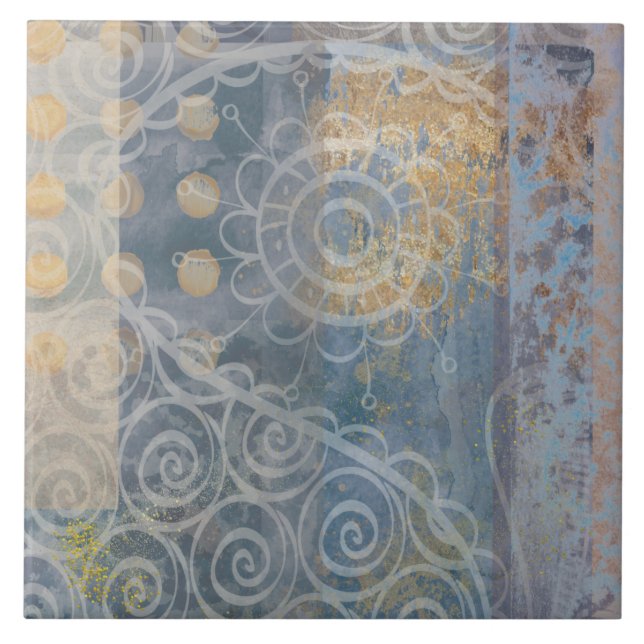 Schönes braunes, blaues Muster, industrieller Loft Fliese (Vorderseite)