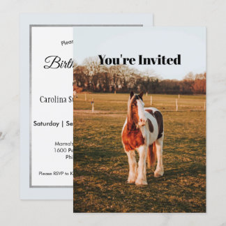 Schönes braunes Paint Draft Pferd Foto Geburtstag Einladung