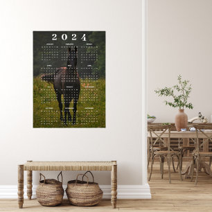 Schönes braunes Pferd auf Wiese 2024 Mauerkalender Poster