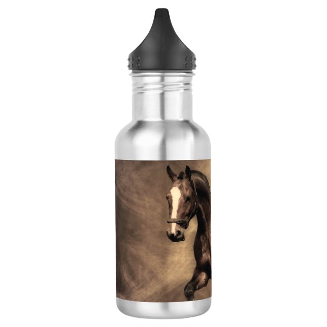 Schönes, braunes Pferdekissen Edelstahlflasche (Links)