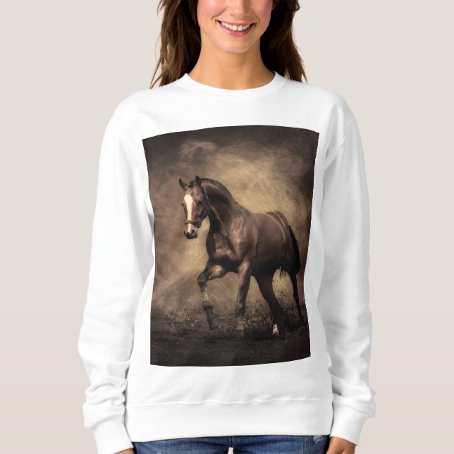 Schönes, braunes Pferdekissen Sweatshirt (Vorderseite)