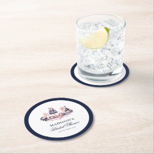 Schönes Brautparty Personalisiert Runder Pappuntersetzer