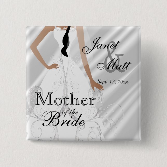 Schönes Bridal Gown auf weißem Satin Button (Vorderseite)