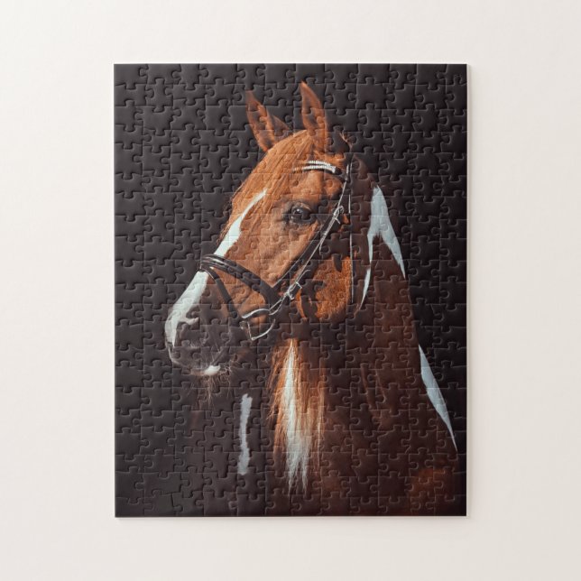 Schönes Brown Paint Horse Portrait Foto Puzzle (Vertikal)