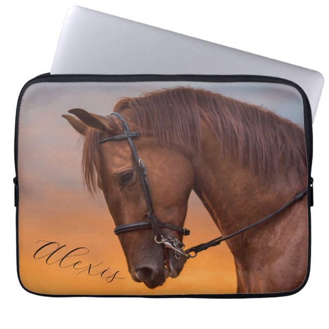Schönes Brown Thoroughbred Pferd Laptopschutzhülle (Vorderseite)