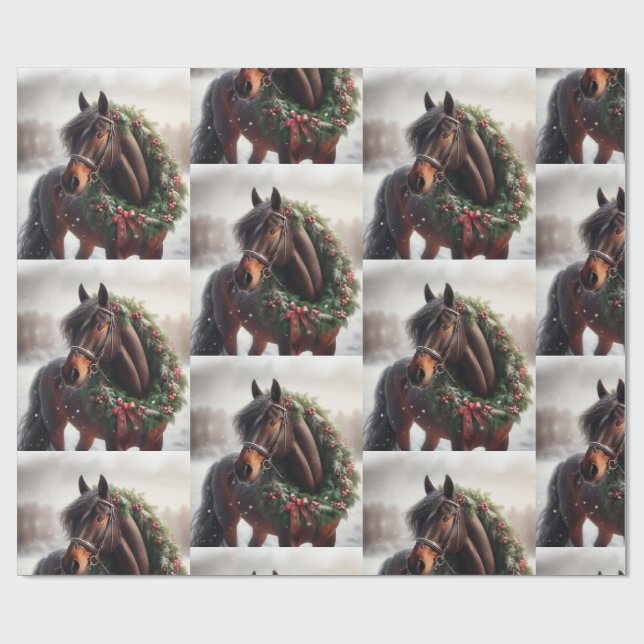 Schönes Brown White Horse Reittier Liebe Geschenkpapier (Flach)