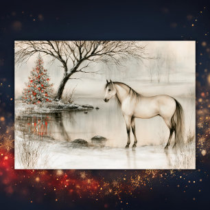 Schönes Buckskin-Pferd Winter Weihnachten