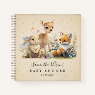 Schönes Bunny Deer Fox Baby Showbuch Notizbuch