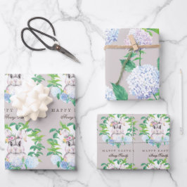 Schönes Bunny Floral Ostern Personalisiert Geschenkpapier Set